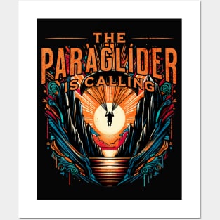 The Paraglider is Calling Retro Design Posters and Art